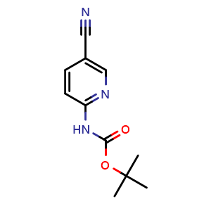 Chemical structure of 2-(Boc-amino)-5-cyanopyridine , CAS 902837-44-9, AChemBlock U135310
