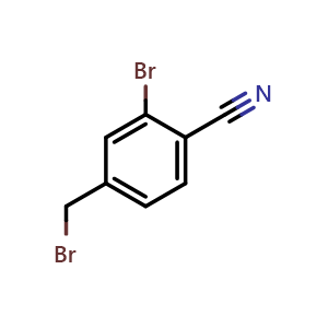 Chemical structure of 2-Bromo-4-(bromomethyl)benzonitrile , CAS 89892-38-6, AChemBlock U135332
