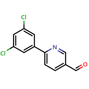 Chemical structure of 6-(3,5-Dichlorophenyl)-3-pyridinecarbaldehyde , CAS 898796-01-5, AChemBlock U135334