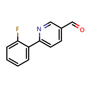Chemical structure of 6-(2-fluorophenyl)-3-pyridinecarbaldehyde , CAS 898795-78-3, AChemBlock U135335