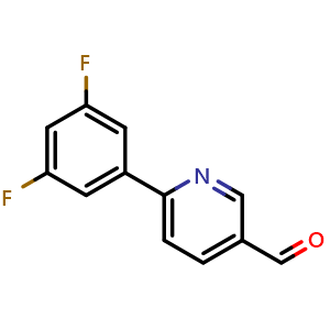 Chemical structure of 6-(3,5-difluorophenyl)-3-pyridinecarbaldehyde , CAS 898404-56-3, AChemBlock U135342