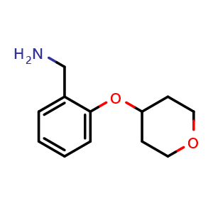 Chemical structure of 1-[2-[(Tetrahydropyran-4-yl)oxy]phenyl]methylamine , CAS 898289-33-3, AChemBlock U135344