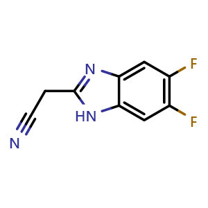 Chemical structure of 2-(Cyanomethyl)-5,6-difluorobenzimidazole , CAS 898045-14-2, AChemBlock U135348