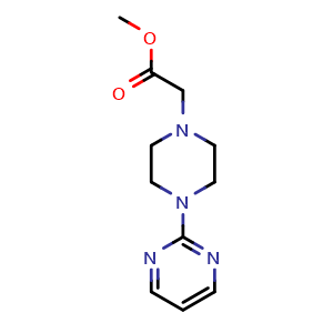 Chemical structure of Methyl 2-[4-(-2-Pyrimidyl)-1-piperazinyl]acetate , CAS 896213-29-9, AChemBlock U135356
