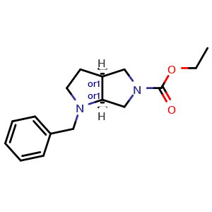 Chemical structure of Cis-1-benzyl-5-ethoxycarbonylhexahydropyrrolo[3,4-b]pyrrole , CAS 894853-99-7, AChemBlock U135359