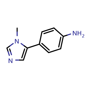 Chemical structure of 4-(1-Methyl-5-imidazolyl)aniline , CAS 89250-15-7, AChemBlock U135375
