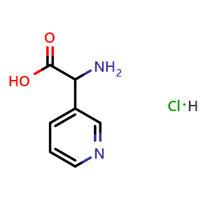 Chemical structure of 2-amino-2-(3-pyridyl)acetic acid hydrochloride , CAS 891789-91-6, AChemBlock U135378