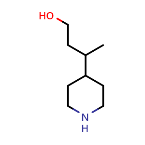 Chemical structure of 3-(4-Piperidyl)-1-butanol , CAS 89151-40-6, AChemBlock U135379