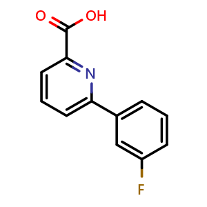 Chemical structure of 6-(3-Fluorophenyl)-2-pyridinecarboxylic acid , CAS 887982-40-3, AChemBlock U135390