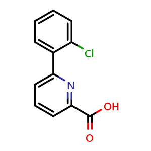 Chemical structure of 6-(2-Chlorophenyl)-2-pyridinecarboxylic acid , CAS 887982-21-0, AChemBlock U135391