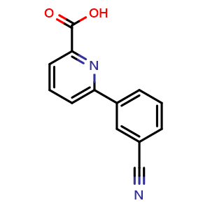 Chemical structure of 6-(3-Cyanophenyl)pyridine-2-carboxylic acid , CAS 887981-96-6, AChemBlock U135393