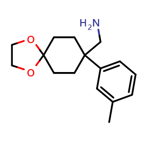 Chemical structure of [8-(3-Methylphenyl)-1,4-dioxaspiro[4.5]dec-8-yl]methylamine , CAS 887978-87-2, AChemBlock U135397