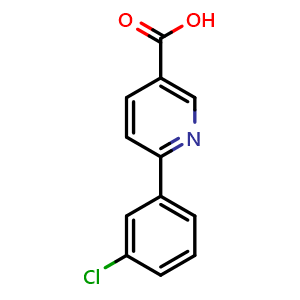 Chemical structure of 6-(3-Chlorophenyl)nicotinic acid , CAS 887976-19-4, AChemBlock U135399