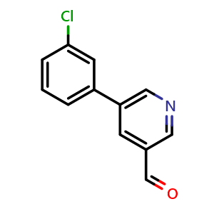 Chemical structure of 5-(3-Chlorophenyl)-3-pyridinecarbaldehyde , CAS 887973-60-6, AChemBlock U135406