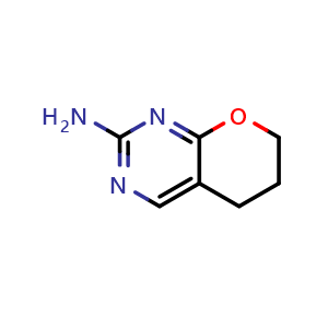 Chemical structure of 2-Amino-6,7-dihydro-5H-pyrano[2,3-d]pyrimidine , CAS 88696-61-1, AChemBlock U135420