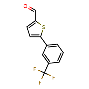 Chemical structure of 5-[3-(trifluoromethyl)phenyl]thiophene-2-carbaldehyde , CAS 886508-92-5, AChemBlock U135424