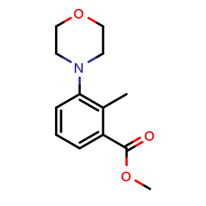 Chemical structure of Methyl 2-Methyl-3-morpholinobenzoate , CAS 886497-09-2, AChemBlock U135428