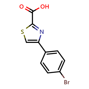 Chemical structure of 4-(4-Bromophenyl)thiazole-2-carboxylic acid , CAS 886366-94-5, AChemBlock U135432