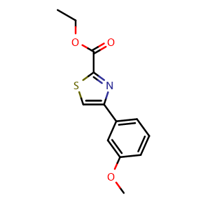 Chemical structure of Ethyl 4-(3-methoxyphenyl)thiazole-2-carboxylate , CAS 886366-81-0, AChemBlock U135433