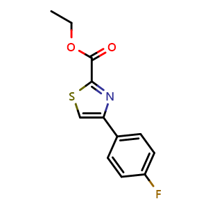 Chemical structure of ethyl 4-(4-fluorophenyl)-2-thiazolecarboxylate , CAS 886366-37-6, AChemBlock U135434