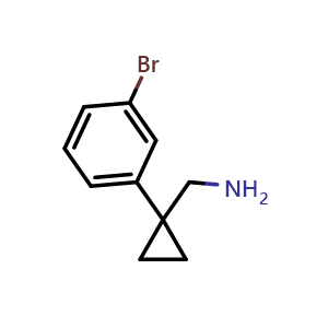 Chemical structure of 1-(Aminomethyl)-1-(3-bromophenyl)cyclopropane , CAS 886365-87-3, AChemBlock U135435