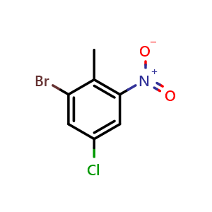 Chemical structure of 2-Bromo-4-chloro-6-nitrotoluene , CAS 885518-95-6, AChemBlock U135442