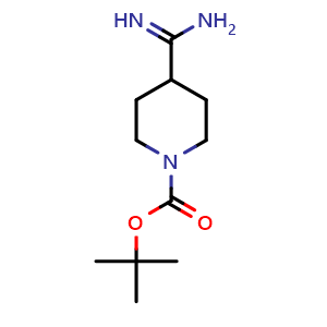 Chemical structure of 1-Boc-4-piperidinamidine , CAS 885270-23-5, AChemBlock U135446