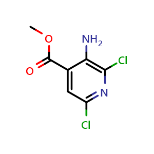 Chemical structure of Methyl 3-Amino-2,6-dichloroisonicotinate , CAS 883107-62-8, AChemBlock U135452