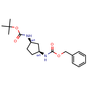 Chemical structure of cis-1-(Boc-amino)-3-(Cbz-amino)cyclopentane , CAS 881891-89-0, AChemBlock U135456