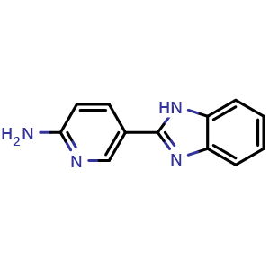 Chemical structure of 2-Amino-5-(2-benzimidazolyl)pyridine , CAS 879884-04-5, AChemBlock U135470