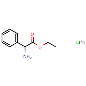 Chemical structure of Ethyl 2-amino-2-phenylacetate hydrochloride , CAS 879-48-1, AChemBlock U135475