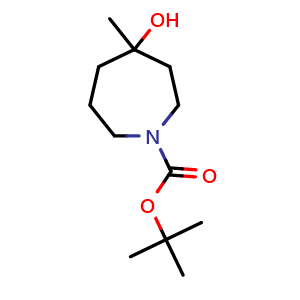 Chemical structure of 1-Boc-4-hydroxy-4-methylazepane , CAS 878631-04-0, AChemBlock U135484