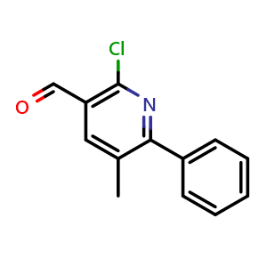 Chemical structure of 2-Chloro-5-methyl-6-phenylnicotinaldehyde , CAS 876345-31-2, AChemBlock U135491