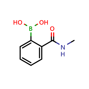 Chemical structure of 2-(Methylcarbamoyl)phenylboronic acid , CAS 874459-85-5, AChemBlock U135505