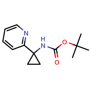 Chemical structure of 2-[1-(Boc-amino)cyclopropyl]pyridine , CAS 873221-80-8, AChemBlock U135514