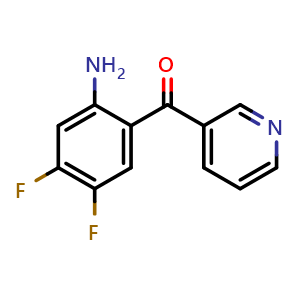 Chemical structure of (2-amino-4,5-difluorophenyl)(pyridin-3-yl)methanone , CAS 870532-67-5, AChemBlock U135524