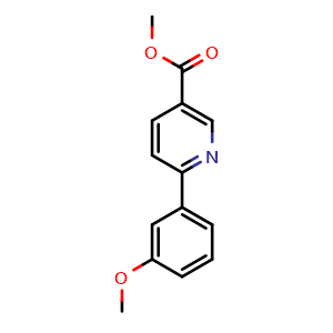 Chemical structure of Methyl 6-(3-Methoxyphenyl)nicotinate , CAS 869985-47-7, AChemBlock U135527