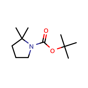 Chemical structure of 1-Boc-2,2-dimethylpyrrolidine , CAS 869527-80-0, AChemBlock U135530