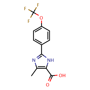 Chemical structure of 4-Methyl-2-[4-(trifluoromethoxy)phenyl]-1H-imidazole-5-carboxylic acid , CAS 868851-36-9, AChemBlock U135535