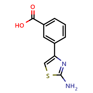 Chemical structure of 3-(2-Amino-4-thiazolyl)benzoic acid , CAS 862254-43-1, AChemBlock U135562