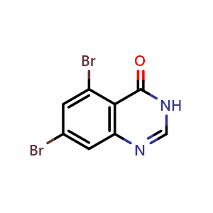 Chemical structure of 5,7-Dibromoquinazolin-4(3H)-one , CAS 860192-99-0, AChemBlock U135572