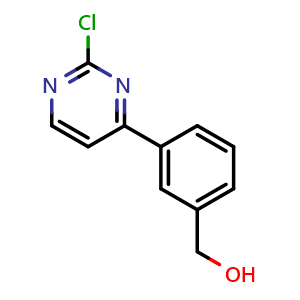 Chemical structure of 3-(2-Chloro-4-pyrimidinyl)benzyl Alcohol , CAS 859517-90-1, AChemBlock U135578