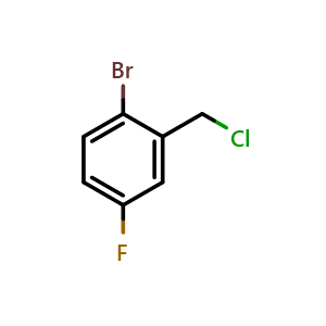 Chemical structure of 2-Bromo-5-fluorobenzyl Chloride , CAS 857276-61-0, AChemBlock U135588