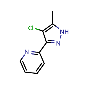 Chemical structure of 2-(4-chloro-5-methyl-1H-pyrazol-3-yl)pyridine , CAS 855343-76-9, AChemBlock U135602