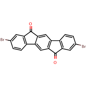 Chemical structure of 2,8-Dibromoindeno[1,2-b]fluorene-6,12-dione , CAS 853234-57-8, AChemBlock U135613