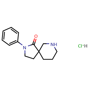 Chemical structure of 2-Phenyl-2,7-diazaspiro[4.5]decan-1-one hydrochloride , CAS 852338-81-9, AChemBlock U135619