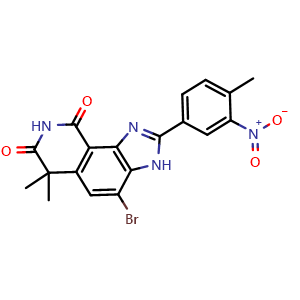 Chemical structure of 4-Bromo-6,6-dimethyl-2-(4-methyl-3-nitrophenyl)-3H-imidazo[4,5-h]isoquinoline-7,9(6H,8H)-dione , CAS 851659-01-3, AChemBlock U135623