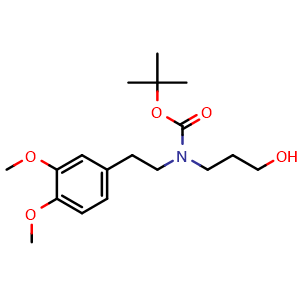 Chemical structure of 3-[Boc(3,4-dimethoxyphenethyl)amino]-1-propanol , CAS 851658-95-2, AChemBlock U135624