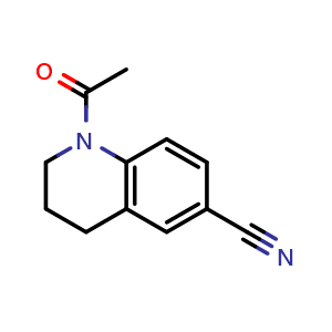 Chemical structure of 1-Acetyl-1,2,3,4-tetrahydroquinoline-6-carbonitrile , CAS 851202-94-3, AChemBlock U135626