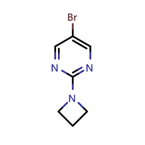 Chemical structure of 2-(1-Azetidinyl)-5-bromopyrimidine , CAS 850349-22-3, AChemBlock U135631